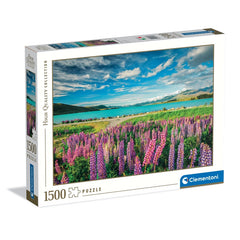 Clementoni - Lupins at Lake Tekapo 1500 Piece Jigsaw Puzzle box