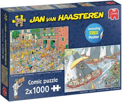 Jumbo - Jan Van Haasteren The Cheese Market + The Sailboat Race 2x 1000 Piece Adult's Jigsaw Puzzle