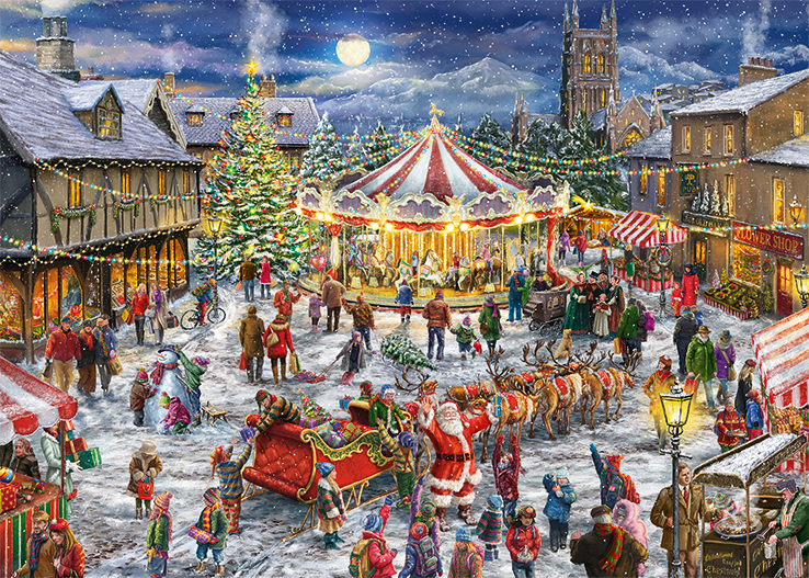 Falcon Christmas Carousel 1000 Piece Jigsaw Puzzle Premium Puzzles