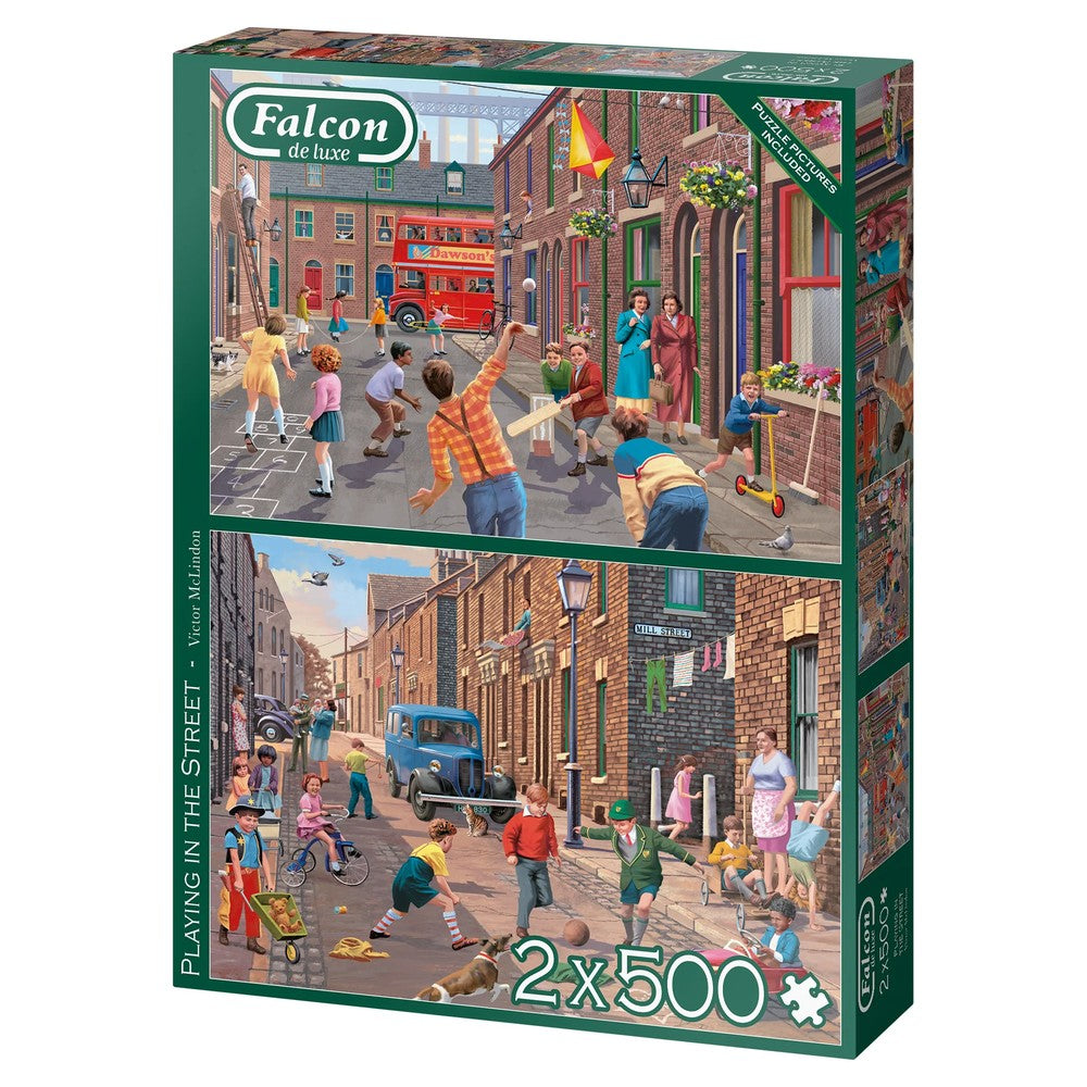 Falcon - Playing in the Street 2 x 500 Piece Jigsaw Puzzle
