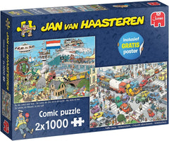 Traffic Chaos 2x1000 Piece Jigsaw Puzzle by Jan van Haasteren - Jumbo