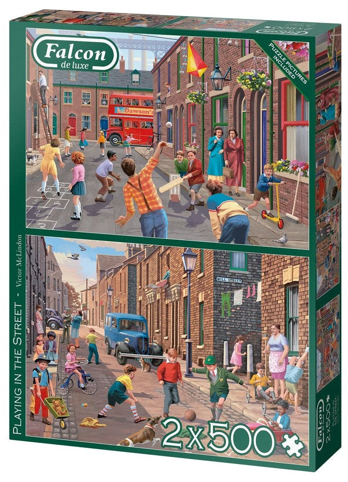 Falcon - Playing in the Street 2 x 500 Piece Jigsaw Puzzle
