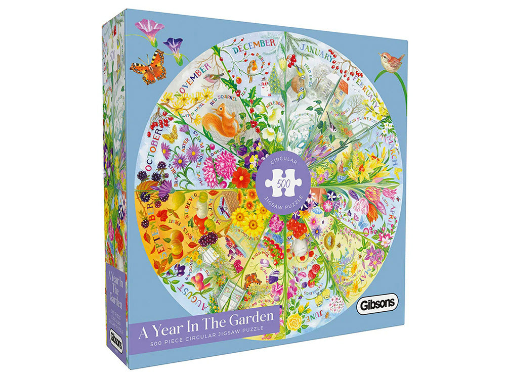 Gibsons - A Year in the Garden  500 Piece  Circular Jigsaw Puzzle