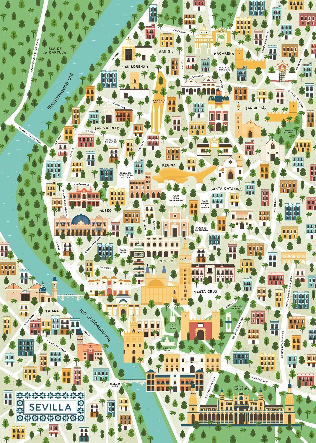 Ravensburger - Map of Seville Puzzle 1000 Piece Jigsaw Puzzle