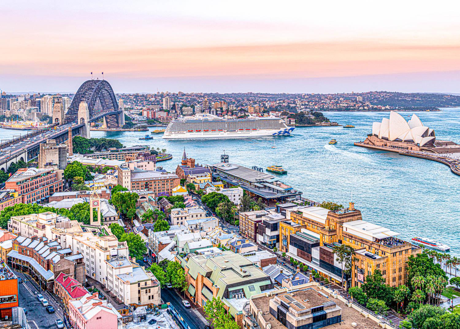 Sydney Harbour at sunset, landscape artwork by Jaime Dormer