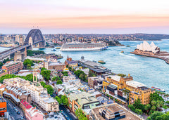 Sydney Harbour at sunset, landscape artwork by Jaime Dormer