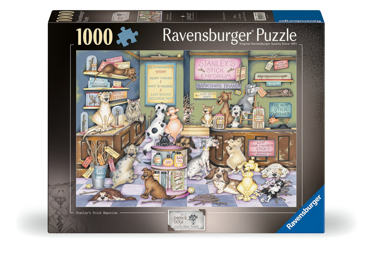 Ravensburger - Dapper Dog's No.2: Stanley's Stick Emporium 1000 Piece Jigsaw Puzzle box