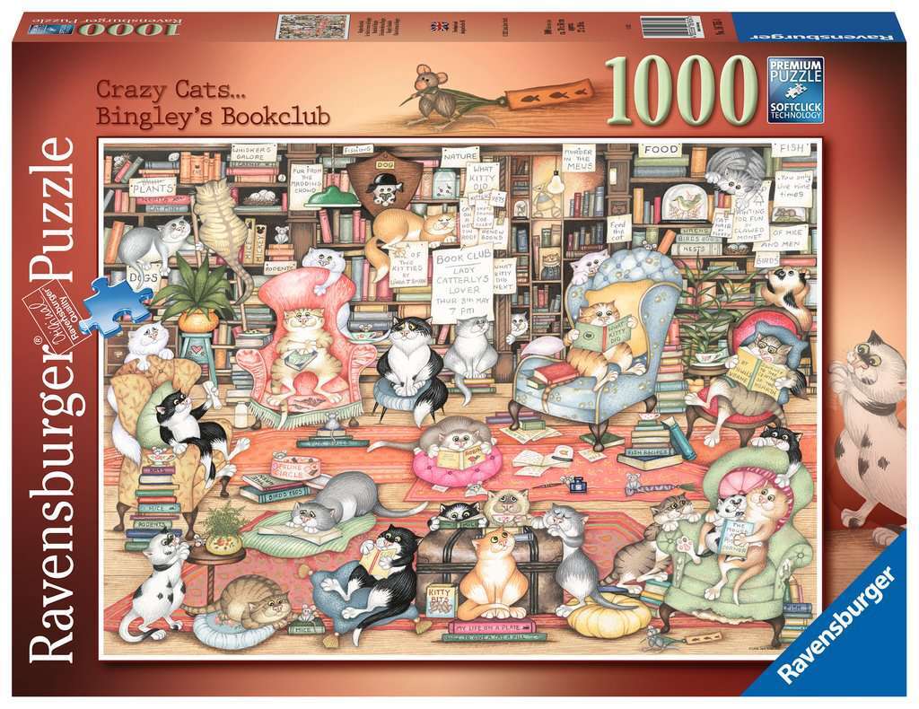 Ravensburger - Crazy Cats: Bingley's Bookclub 1000 Piece Adult's Puzzle